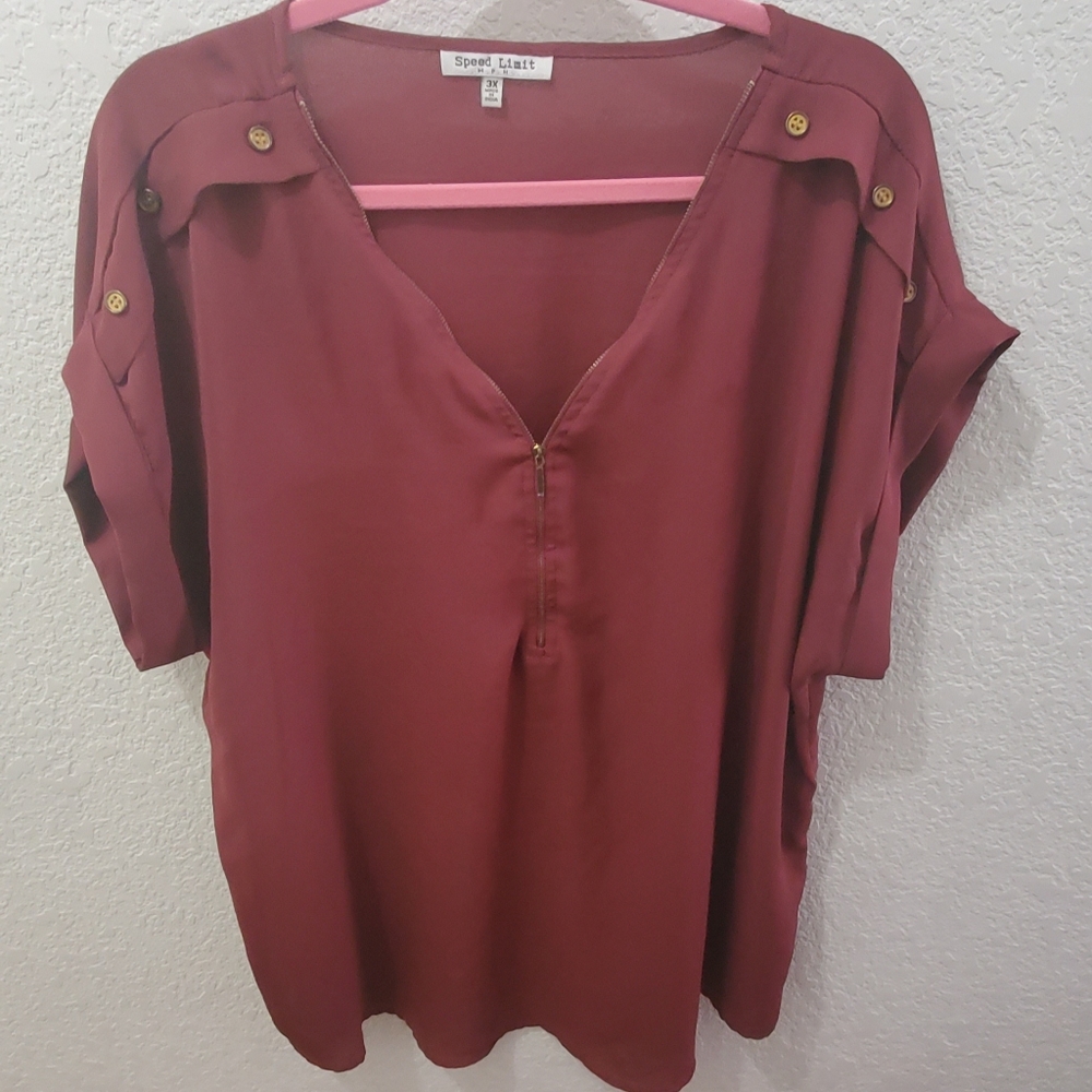 Coral Blouse with Zipper
